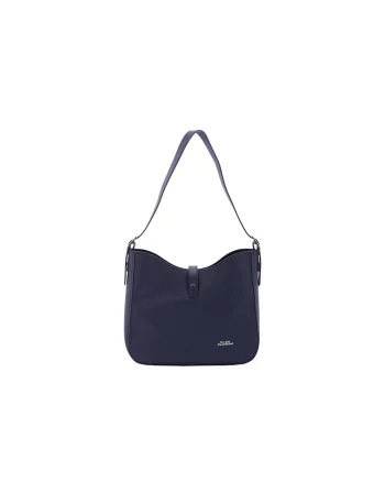 Geanta crossbody din piele ecologica cu aplicatie detasabila, Albastru inchis