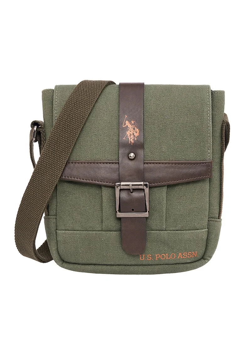Geanta crossbody cu logo, Verde feriga