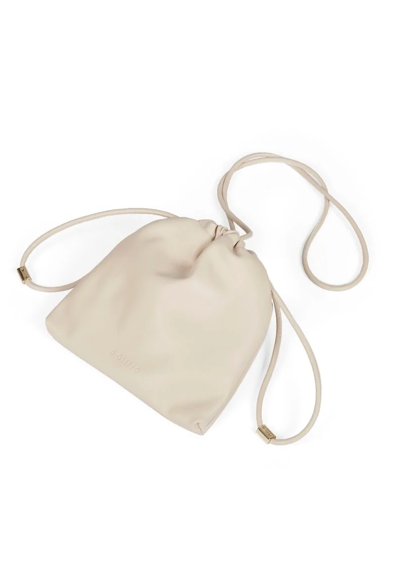 Geanta crossbody de piele ecologica Leyrat, Alb murdar