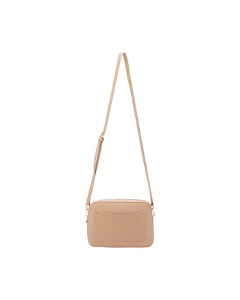 Geanta crossbody cu fermoar si bareta ajustabila, Maro nisip
