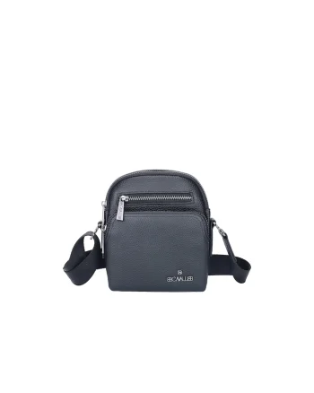 Geanta crossbody de piele cu logo, Negru