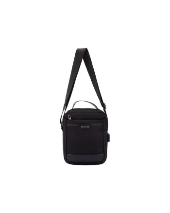 Geanta crossbody din material textil, cu maner, Negru