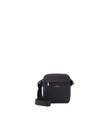 Geanta crossbody cu buzunar frontal cu fermoar, Negru