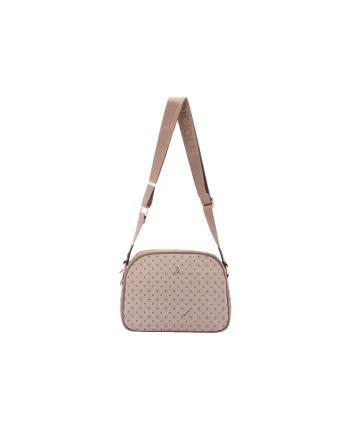 Geanta crossbody de piele ecologica cu model si bareta cu logo, Kaki