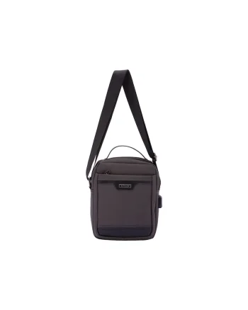 Geanta crossbody din material textil, cu maner, Gri inchis