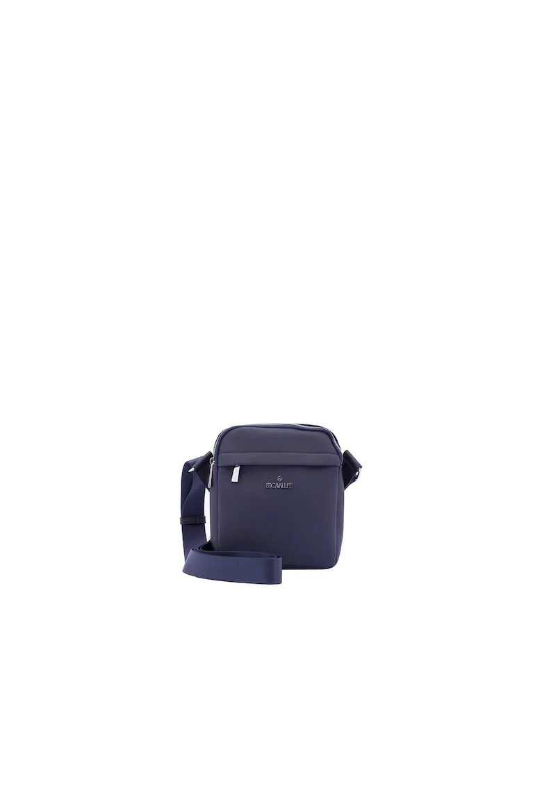 Geanta crossbody cu buzunar frontal cu fermoar, Albastru