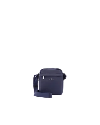 Geanta crossbody cu buzunar frontal cu fermoar, Albastru