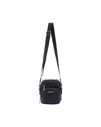 Geanta crossbody de piele ecologica cu buzunare multiple, Negru