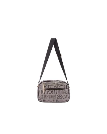 Geanta crossbody cu model, Negru/Bej deschis