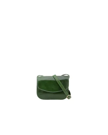 Geanta crossbody din piele cu buzunar cu fermoar, Verde
