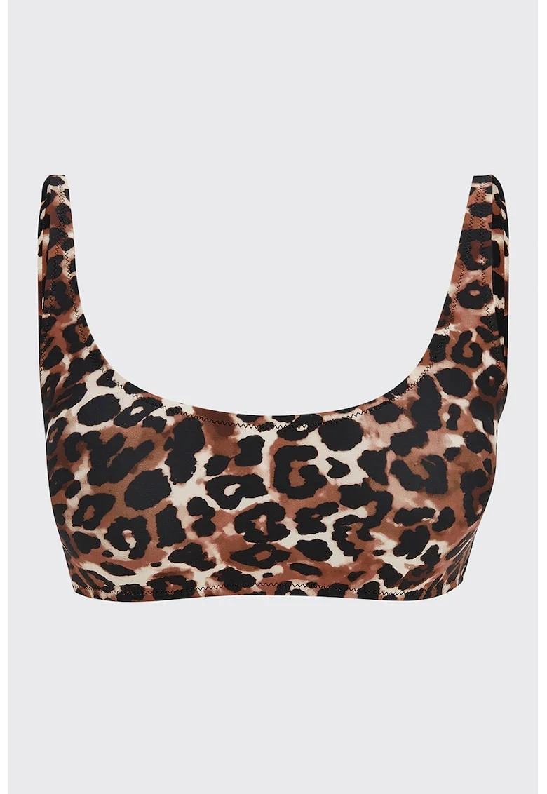 Sutien cu animal print, Maro inchis/Maro/Bej