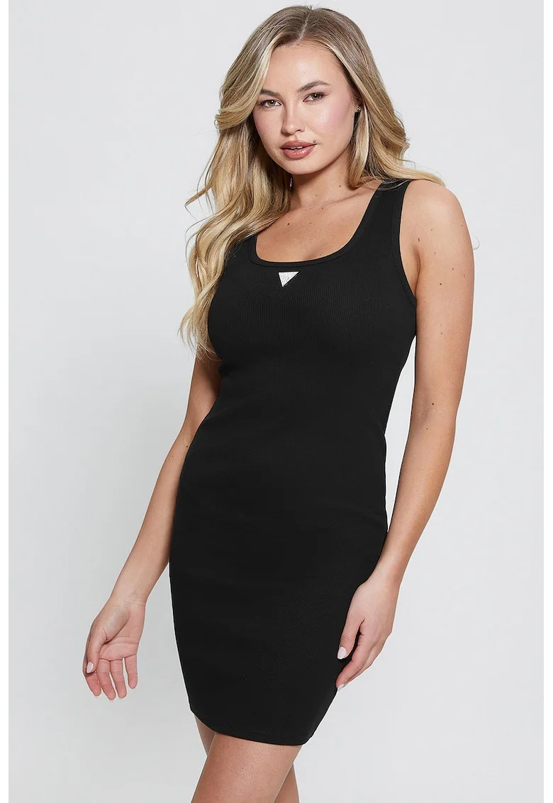 Rochie cu croiala bodycon si decolteu adanc, Negru