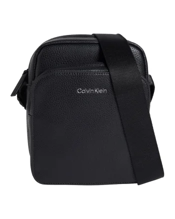 Geanta crossbody de piele ecologica texturata, Negru