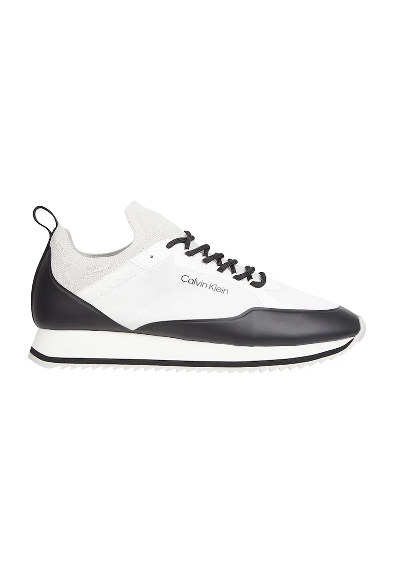 Pantofi sport slip-on cu logo, Negru/Alb optic