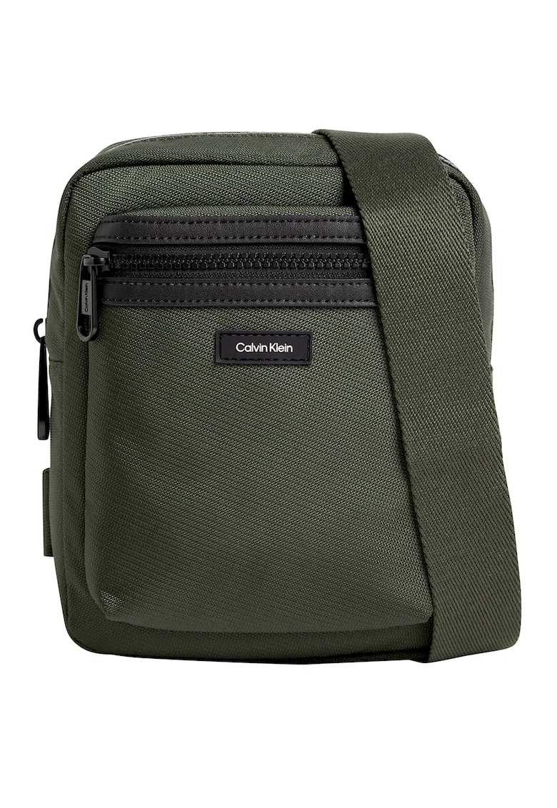 Geanta crossbody cu model uni si bareta ajustabila, Verde/Verde feriga