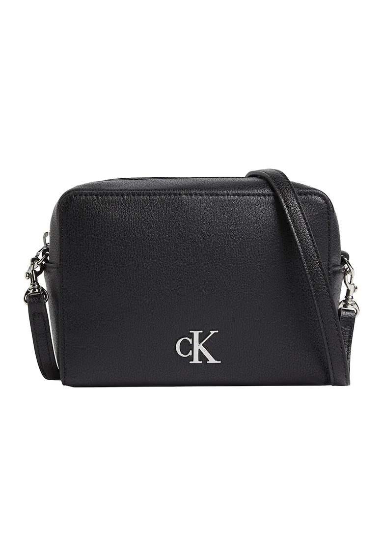 Geanta crossbody cu logo, Negru