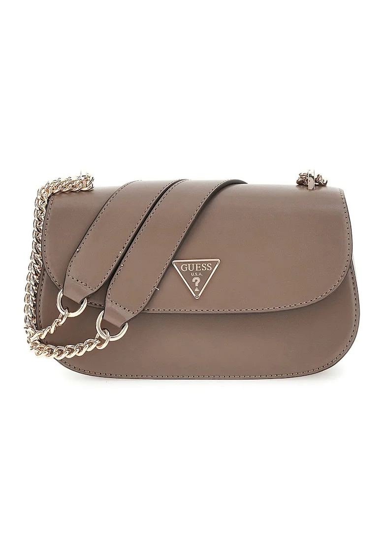 Geanta crossbody de piele ecologica cu bareta de lant Daryna, Maro taupe