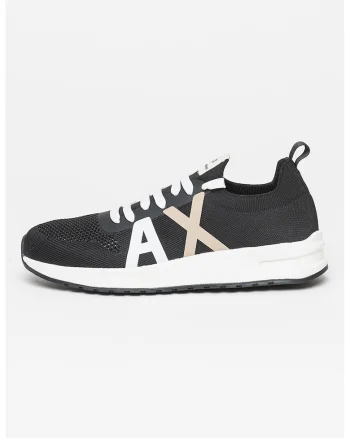 Pantofi sport slip-on din material textil, Alb/Negru