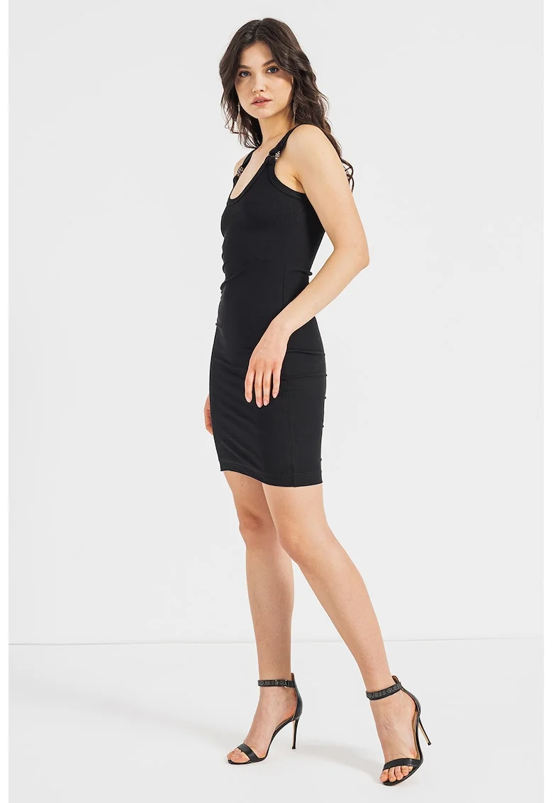 Rochie bodycon din amestec de modal cu decolteu in U, Negru