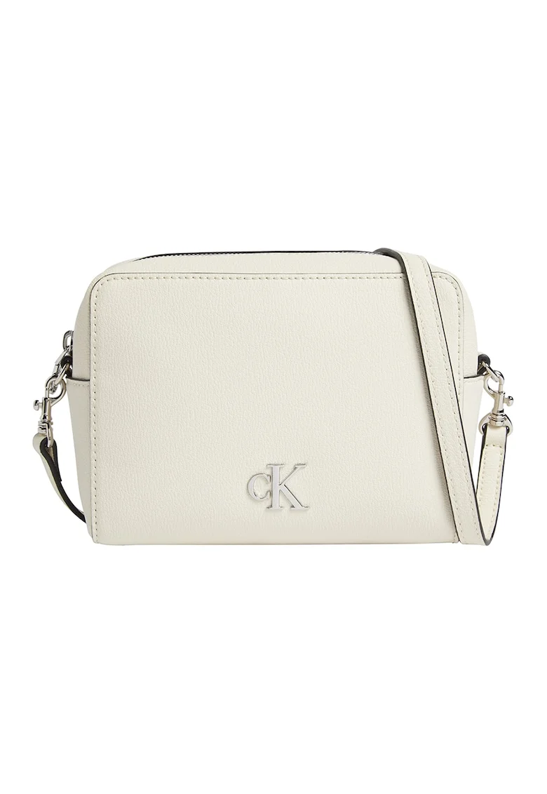 Geanta crossbody cu logo, Alb fildes