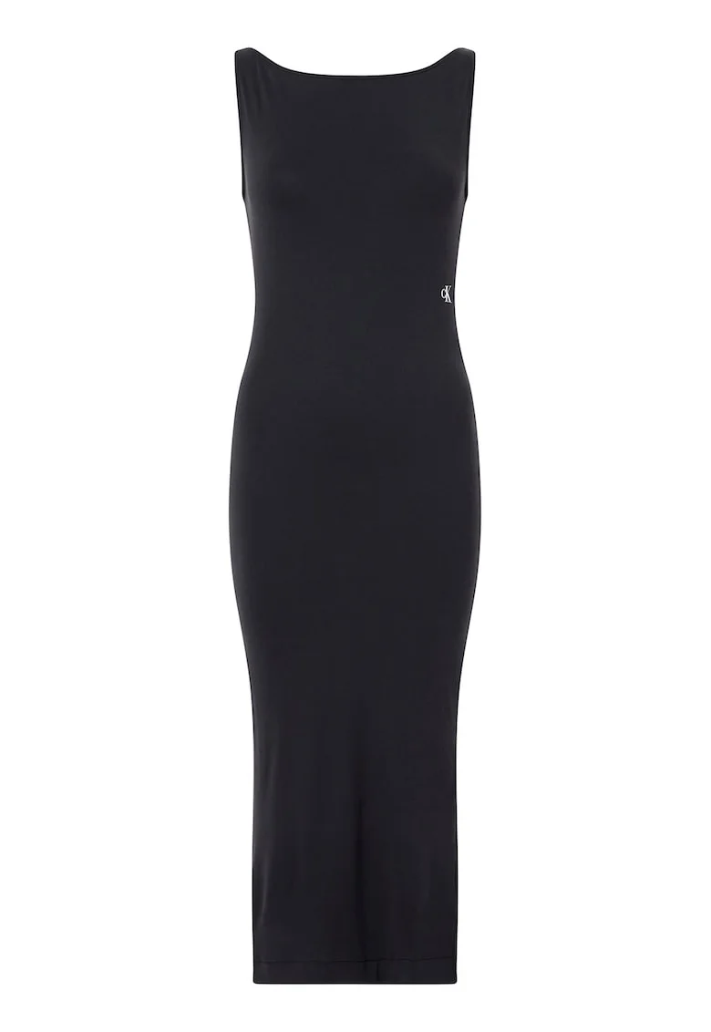 Rochie midi bodycon cu decupaj pe partea din spate, Negru