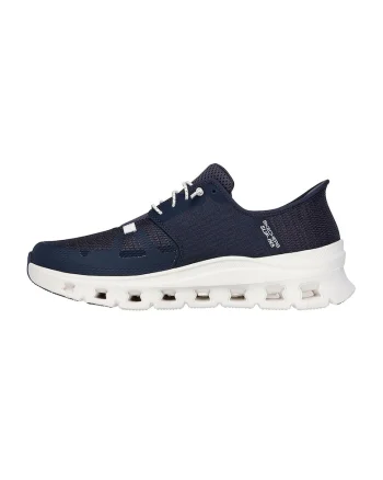 Pantofi sport slip-ins din material textil cu garnituri dinn material sintetic Glide Step Pro, Alb murdar/Bleumarin