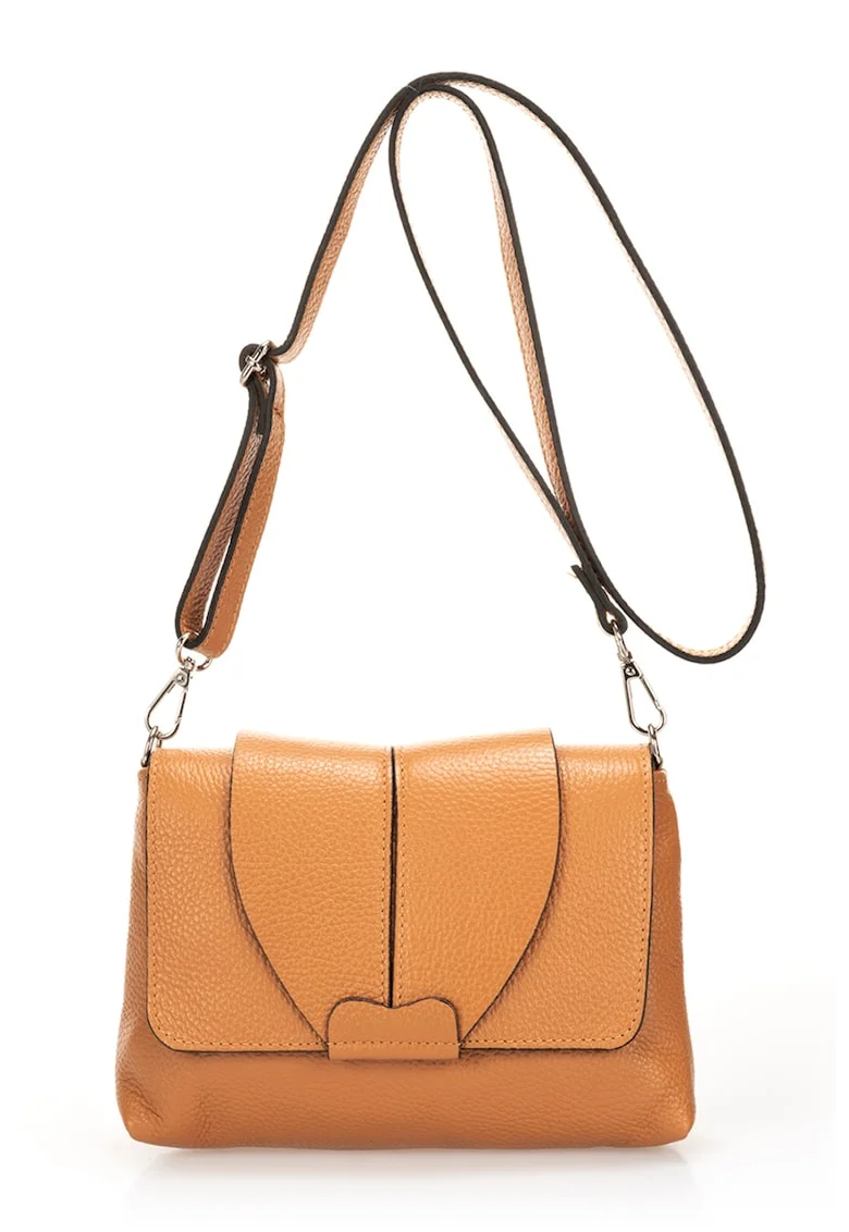 Geanta crossbody din piele, Caramel