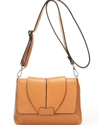 Geanta crossbody din piele, Caramel
