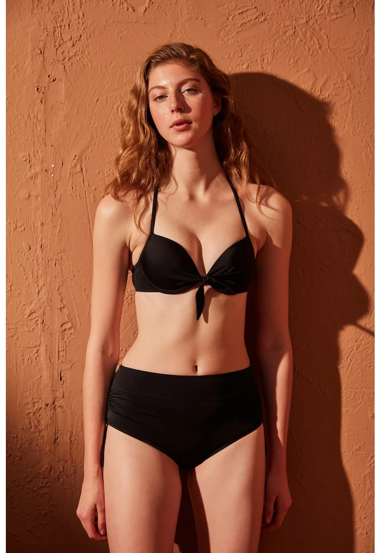 Sutien de baie cu node frontal, Negru