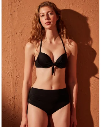 Sutien de baie cu node frontal, Negru