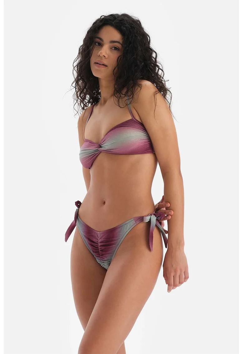 Sutien de baie cu model in degrade, Visiniu/Gri