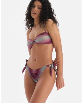 Sutien de baie cu model in degrade, Visiniu/Gri