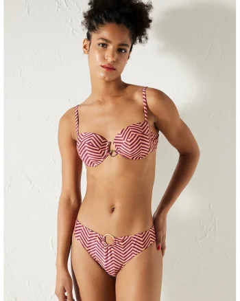 Sutien de baie cu model herringbone, Piersica/Violet tyrian