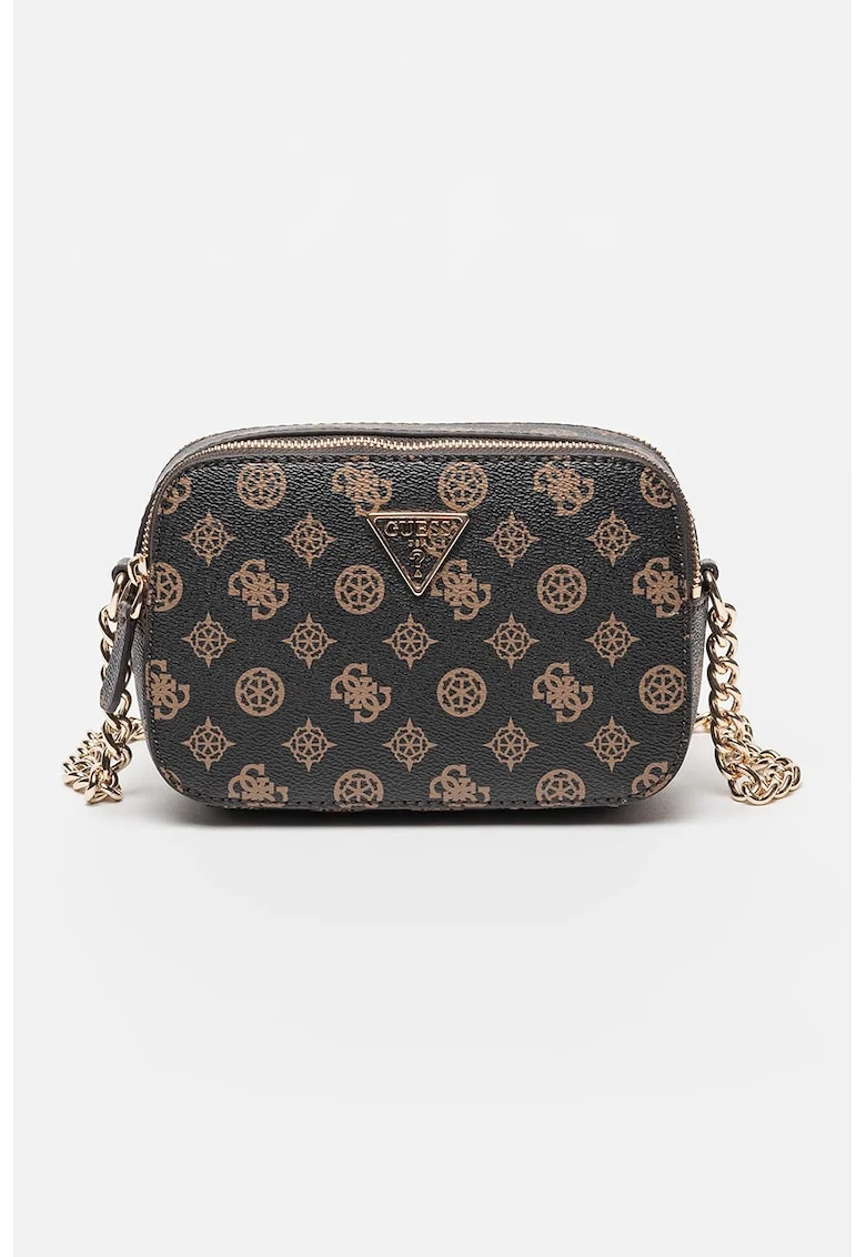 Geanta crossbody cu model monograma Noelle, Maro inchis/Bej