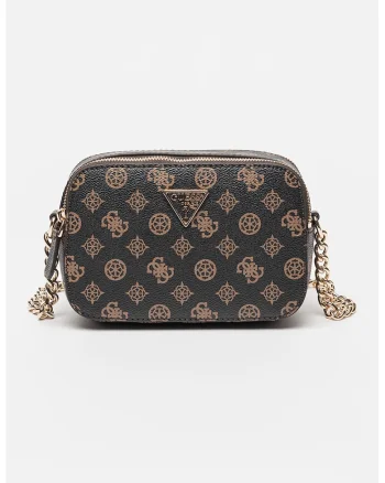 Geanta crossbody cu model monograma Noelle, Maro inchis/Bej