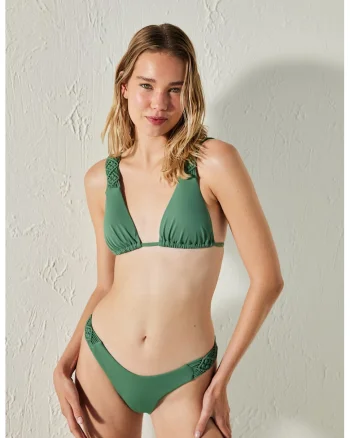 Sutien de baie cu bretele impletite, Verde