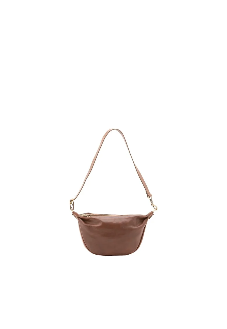 Geanta crossbody unisex de piele, Maro