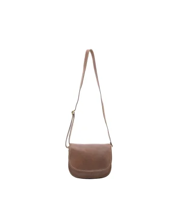 Geanta crossbody de piele cu bareta detasabila, Maro inchis