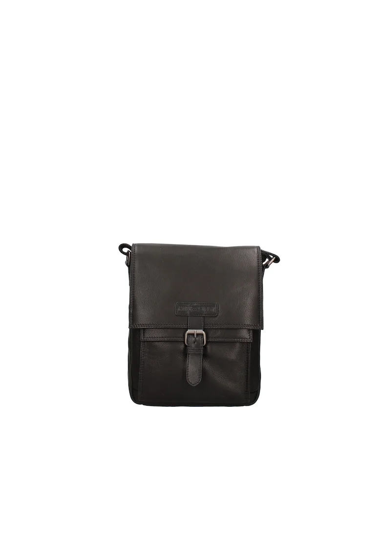 Geanta crossbody de piele cu bareta ajustabila, Negru