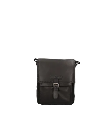 Geanta crossbody de piele cu bareta ajustabila, Negru