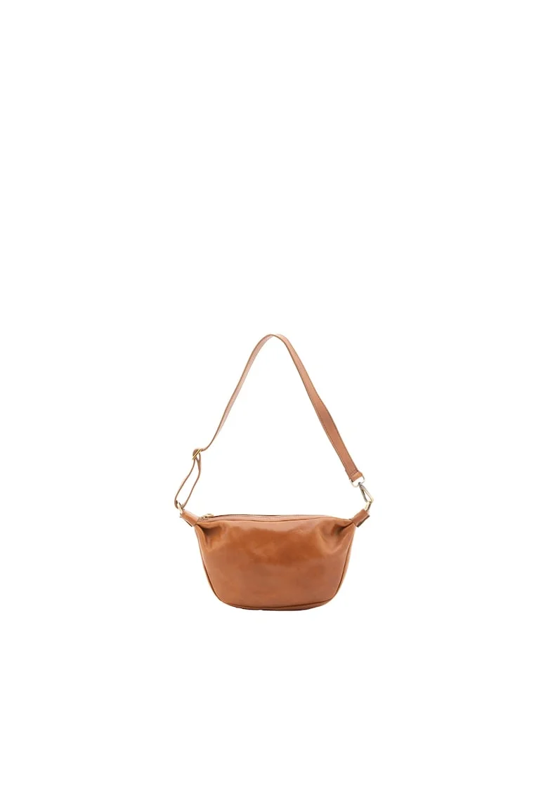 Geanta crossbody unisex de piele, Caramel