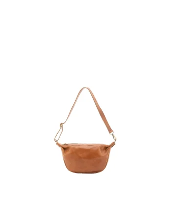 Geanta crossbody unisex de piele, Caramel