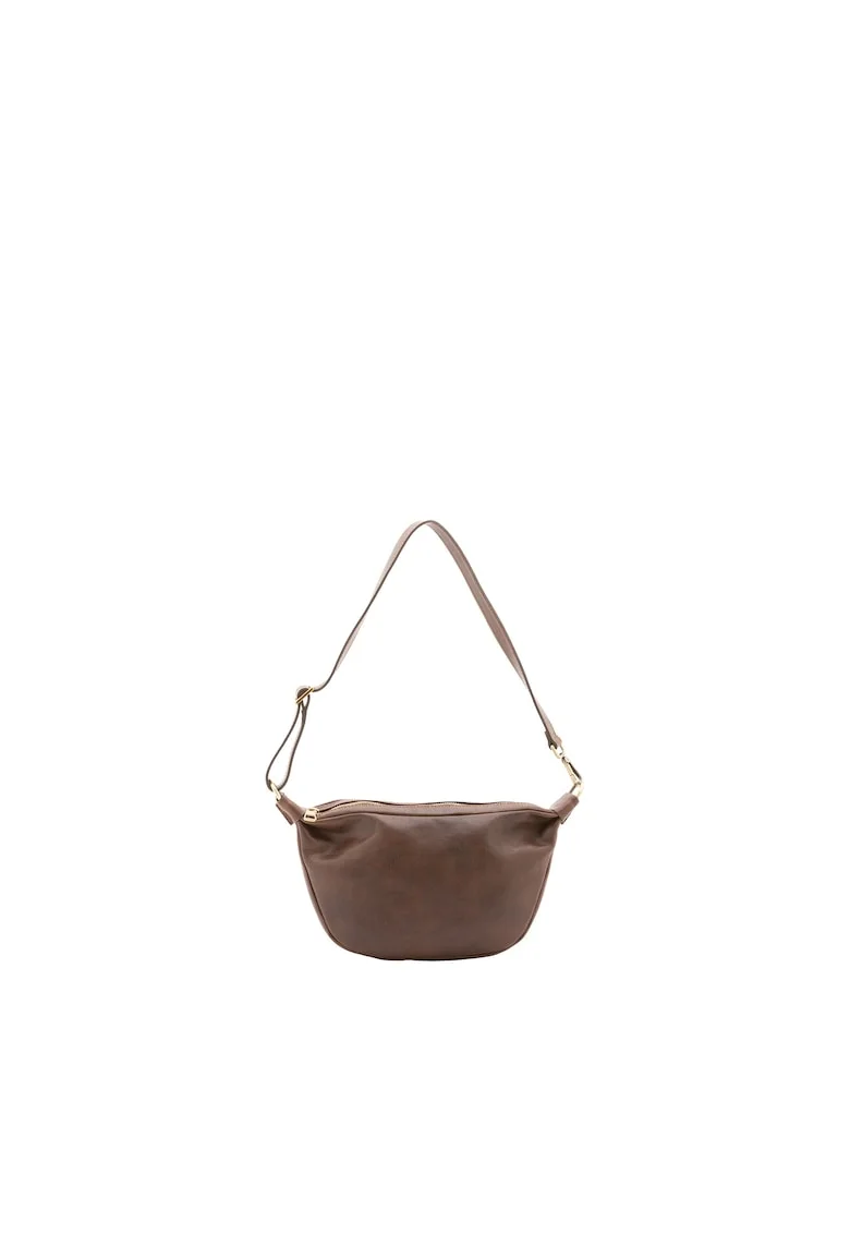Geanta crossbody unisex de piele, Maro inchis