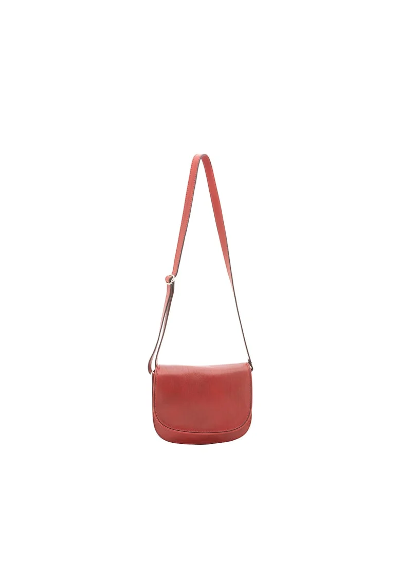 Geanta crossbody de piele cu bareta detasabila, Rosu