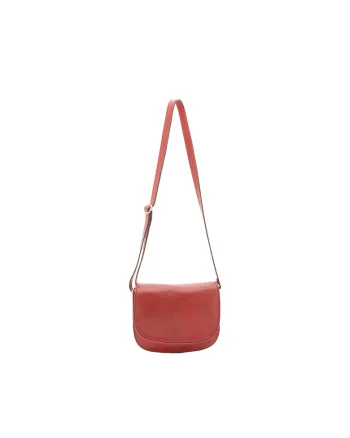 Geanta crossbody de piele cu bareta detasabila, Rosu