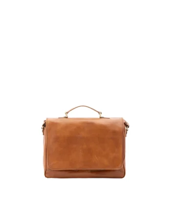 Geanta crossbody de piele cu bareta detasabila, Caramel