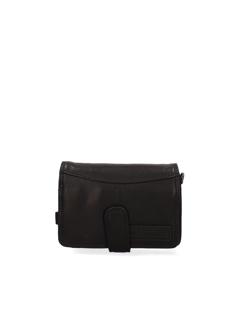 Geanta crossbody de piele cu buzunare multiple, Negru