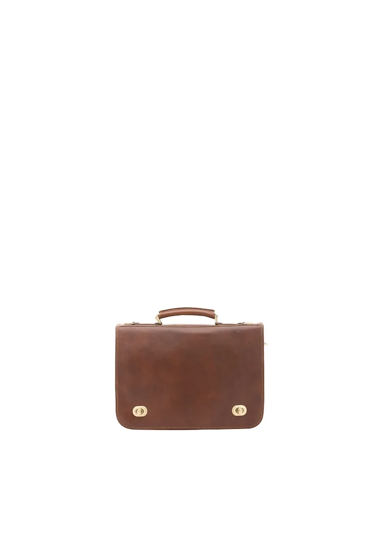 Geanta crossbody de piele cu clapa 211473, Maro