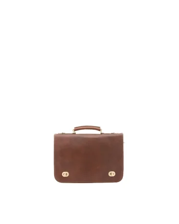 Geanta crossbody de piele cu clapa 211473, Maro