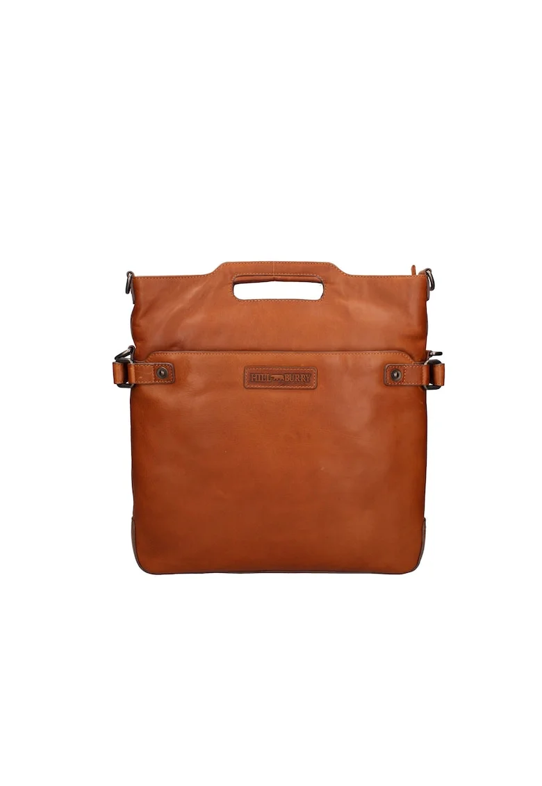 Geanta crossbody de piele cu bareta detasabila, Maro
